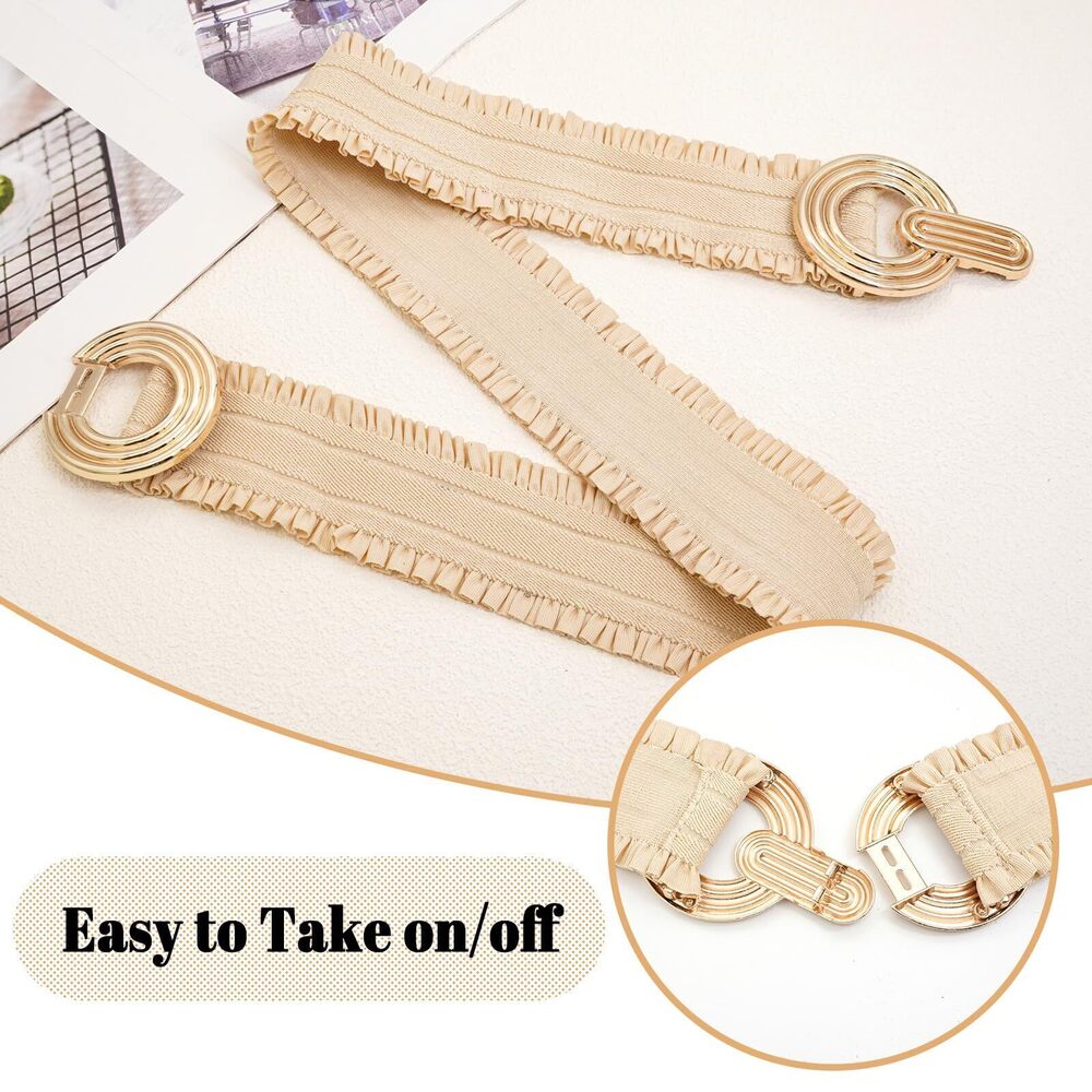4428 Women Wide Elastic Belts Stretchy Hollow Out Round Waist Belt - Picture 4 of 5